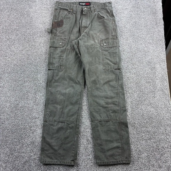 Wrangler Other - Wrangler Riggs Cargo Pants Mens 32x34 Olive Green Carpenter Ripstop Canvas